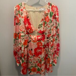 Petal & Pup Floral Mini Dress - Red and Green